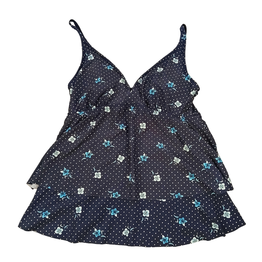 Navy Floral Print Women's Tankini Swimtop